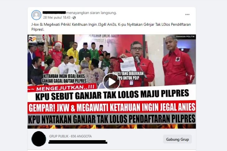 Beredar Hoaks KPU Nyatakan Ganjar Pranowo Gagal Daftar Pilpres, Ini Faktanya