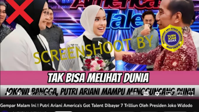 Hoaks Putri Ariani Terima 7 Triliun dari Jokowi, Ini Penjelasannya