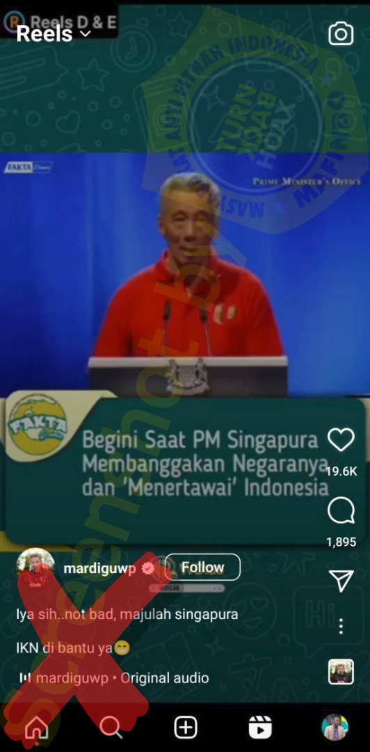 Video “Majulah Singapura, IKN Dibantu Ya” ternyata Konten Manipulasi, Cek Faktanya