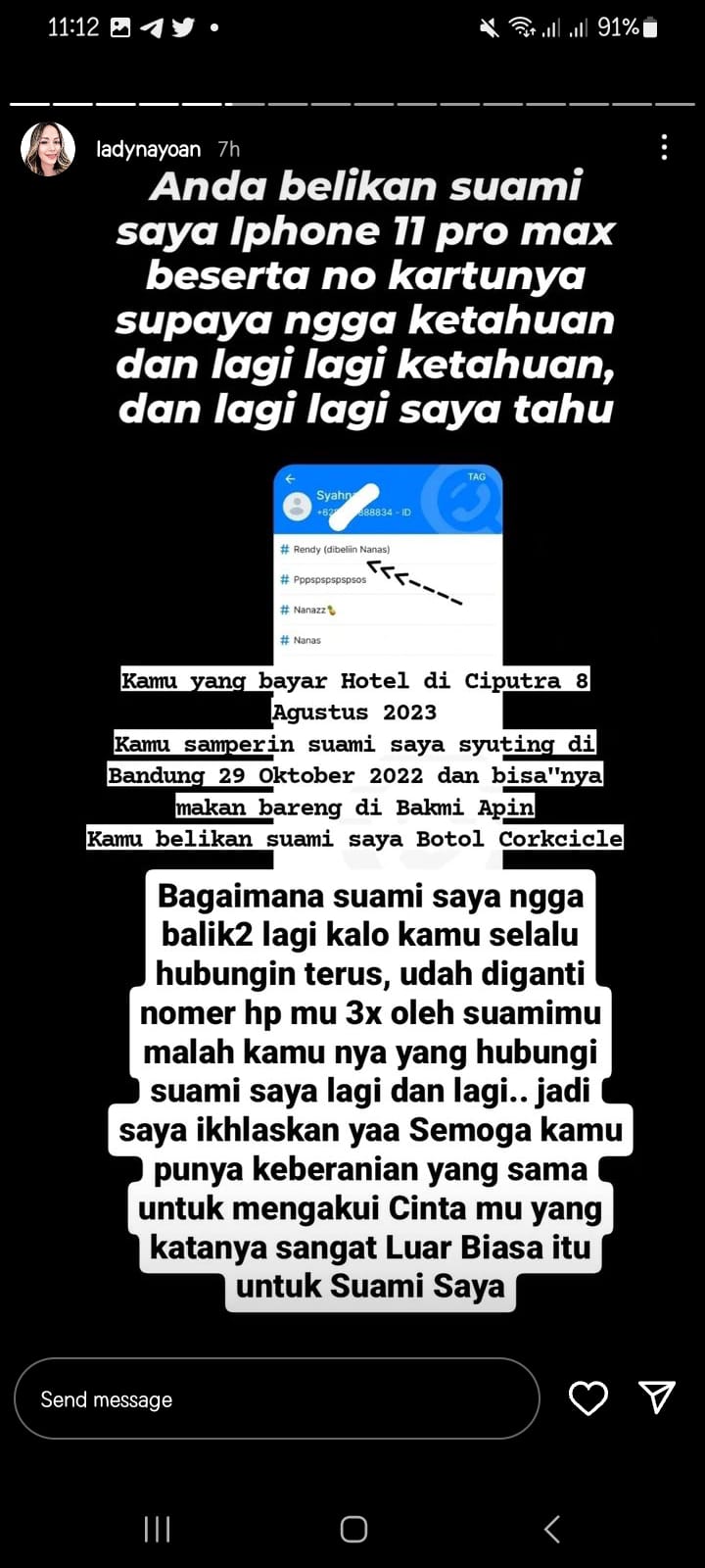 Kumpulan Chat Syahnaz Sadiqah Adik Raffi Ahmad yang Diduga Selingkuh dengan Aktor FTV Rendy Kjaernett