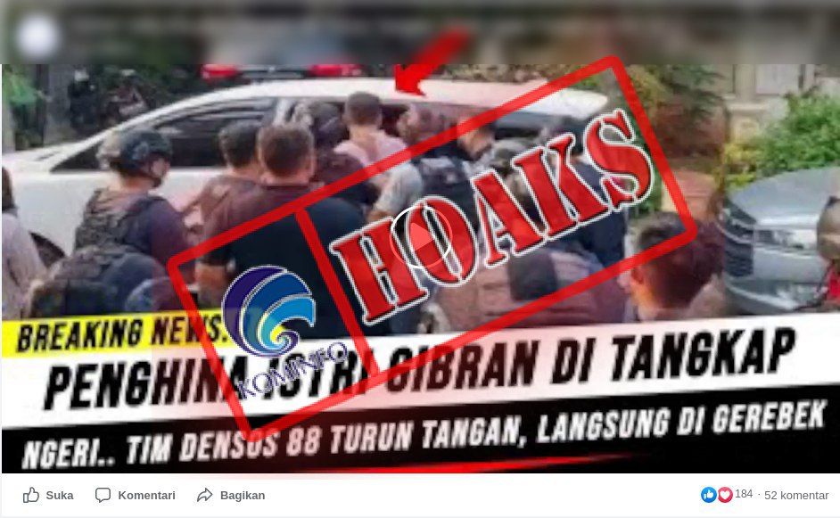Densus 88 Dikabarkan Tangkap Penghina Istri Gibran Rakabuming, Rupanya Cuma Hoaks