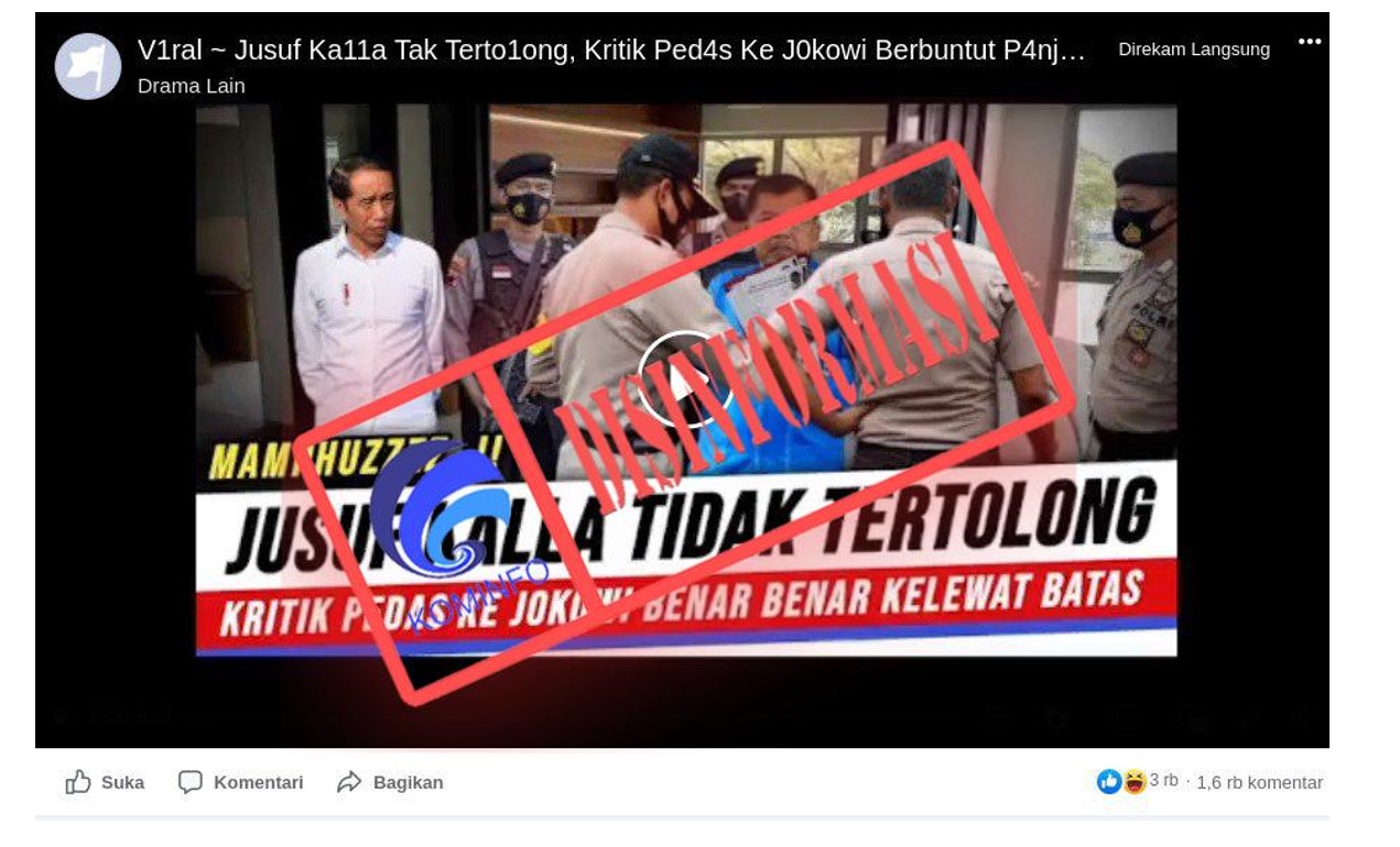Kritik Presiden Jokowi, Jusuf Kalla Ditangkap? Rupanya Cuma Hoaks! Cek Faktanya