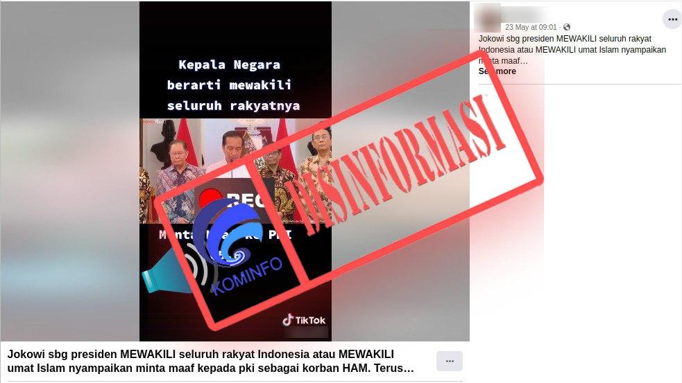 Video Bernarasikan Jokowi Minta Maaf kepada PKI Dipastikan Disinformasi, Cek Faktanya!