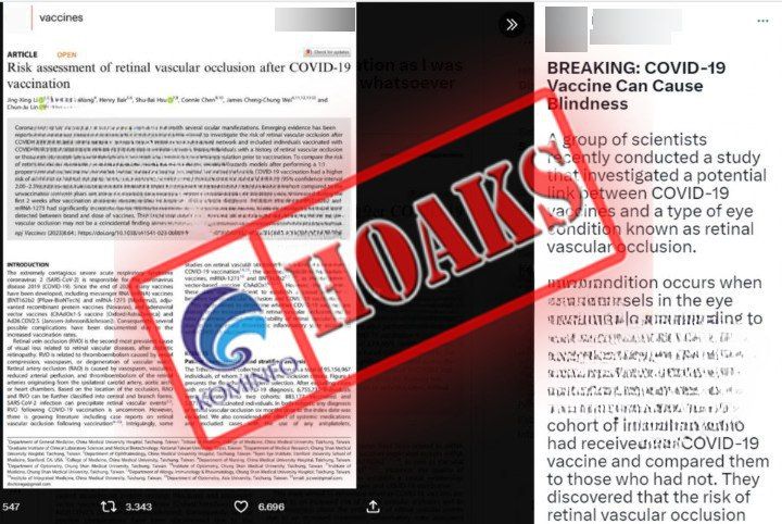 Heboh Vaksin Covid-19 Menyebabkan Kebutaan Jangka Panjang, Dipastikan Informasi Hoaks & Menyesatkan