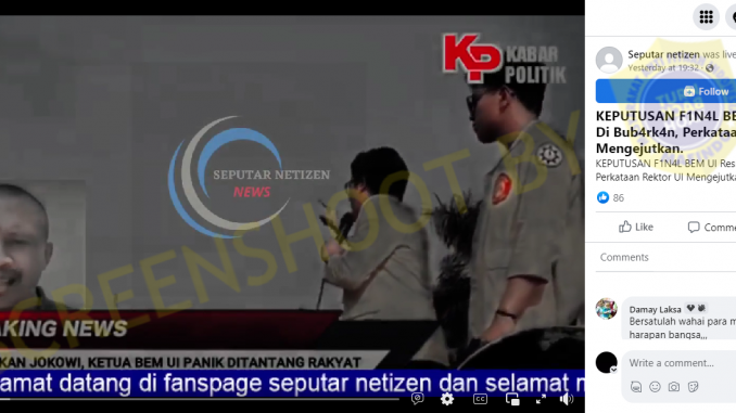 BEM UI Dibubarkan? Cek Faktanya