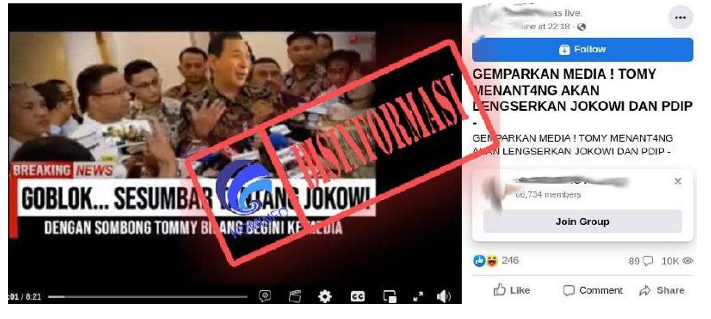 Cek Fakta, Tommy Soeharto Ancam Lengserkan Presiden Jokowi?