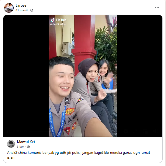 Hoaks Anak Cina Komunis Jadi Polisi & Berlaku Kejam ke Umat Islam Indonesia, Cek Faktanya