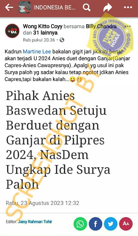 Anies Setuju Duet dengan Ganjar??
