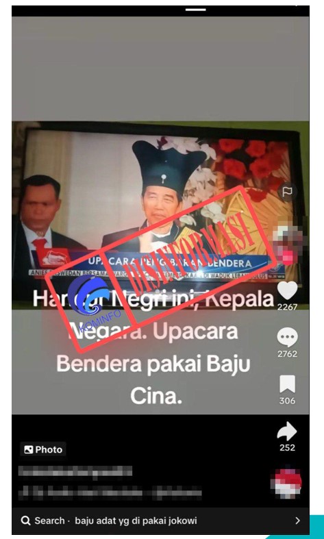 Hoaks Jokowi Pakai Baju Cina Saat Upacara HUT RI ke 78