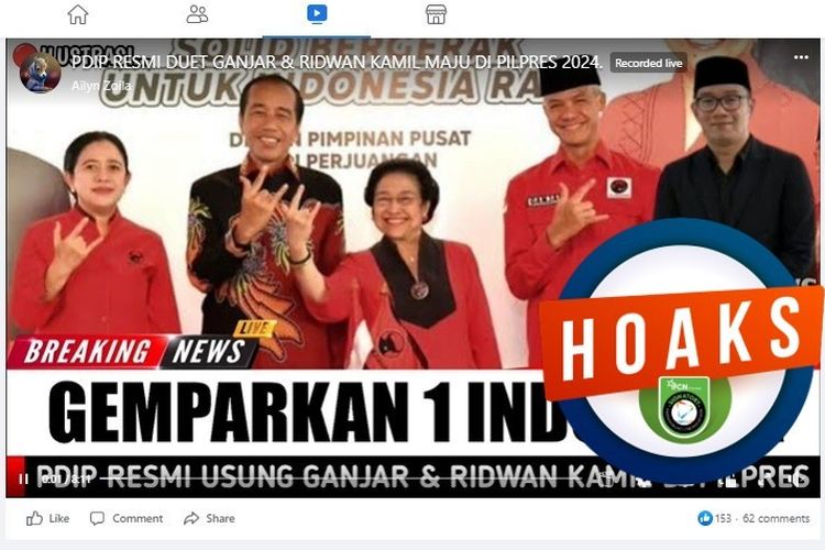 Hoaks PDIP Deklarasi Usung Ganjar – Ridwan Kamil