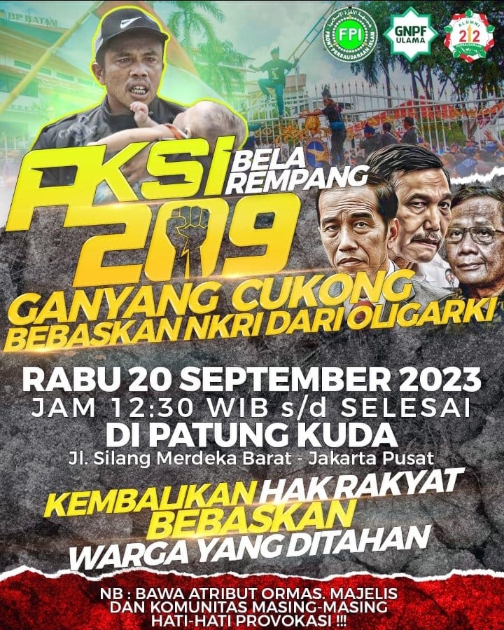 PNIB : Jangan Tumpangi Konflik Rempang untuk Bikin Gaduh, Rempang Bukan Tunggangan Politik!