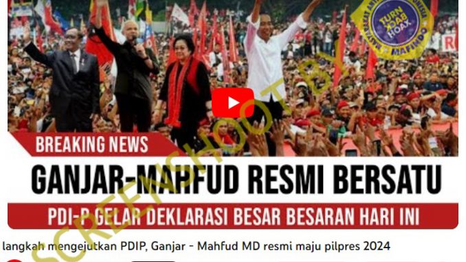 Hoaks Deklarasi Besar-besaran PDIP Resmikan Paslon Ganjar-Mahfud MD