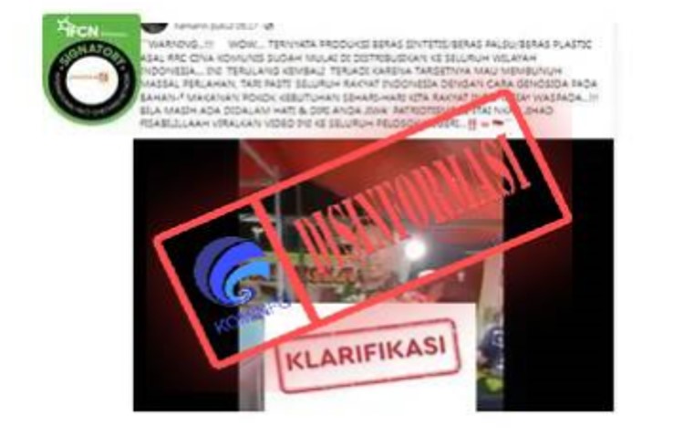 Hoaks Beras Palsu asal Cina Beredar di Indonesia