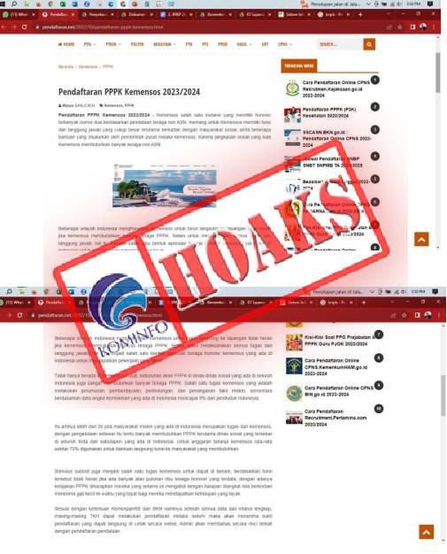 Hoaks Situs Atas Nama Kemensos Gelar PPPK, Awas Penipuan