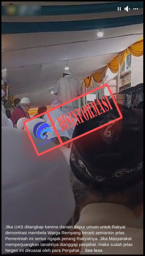 Hoaks UAS Ditangkap Gegara Danai Dapur Umum Warga Rempang