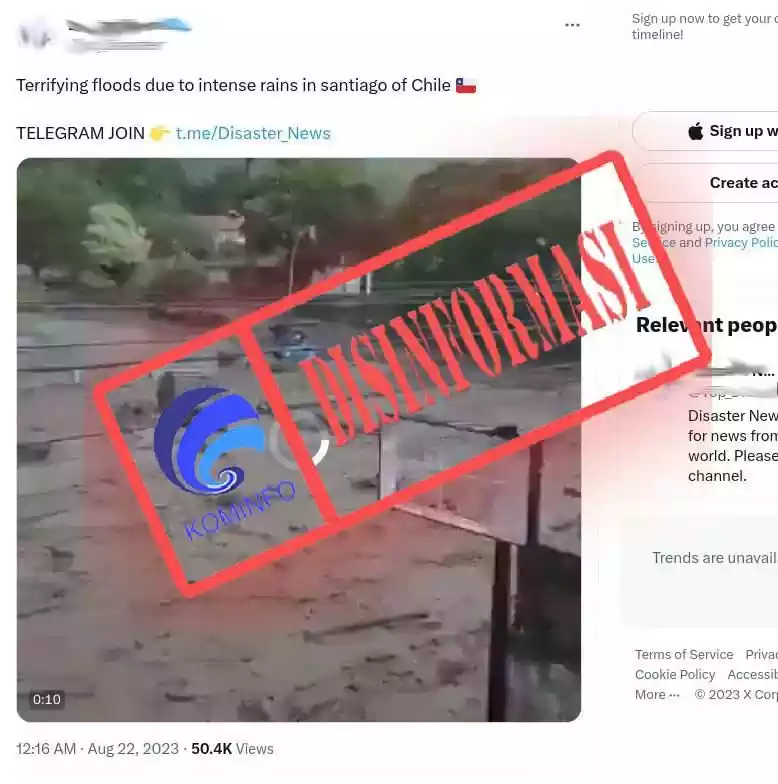 Hoaks Banjir Besar di Chili