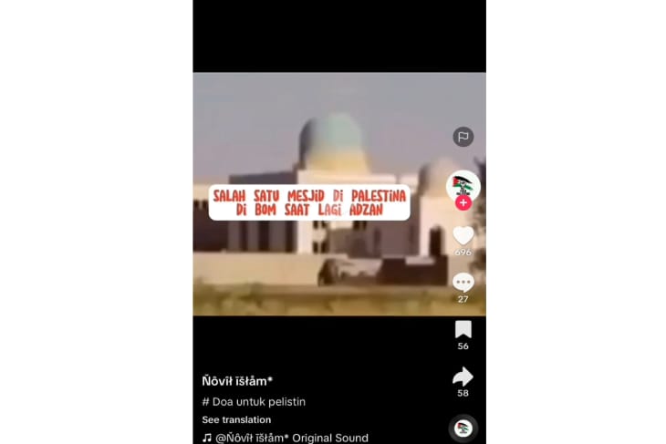 Hoaks Video Masjid di Palestina Dibom Saat Kumandangkan Adzan
