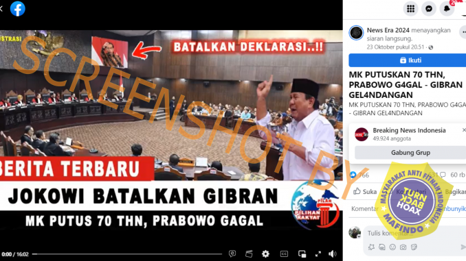 Presiden Jokowi Batalkan Gibran, Prabowo pun Gagal Gegara MK Putuskan Maksimal Usia Nyapres 70 Tahun?