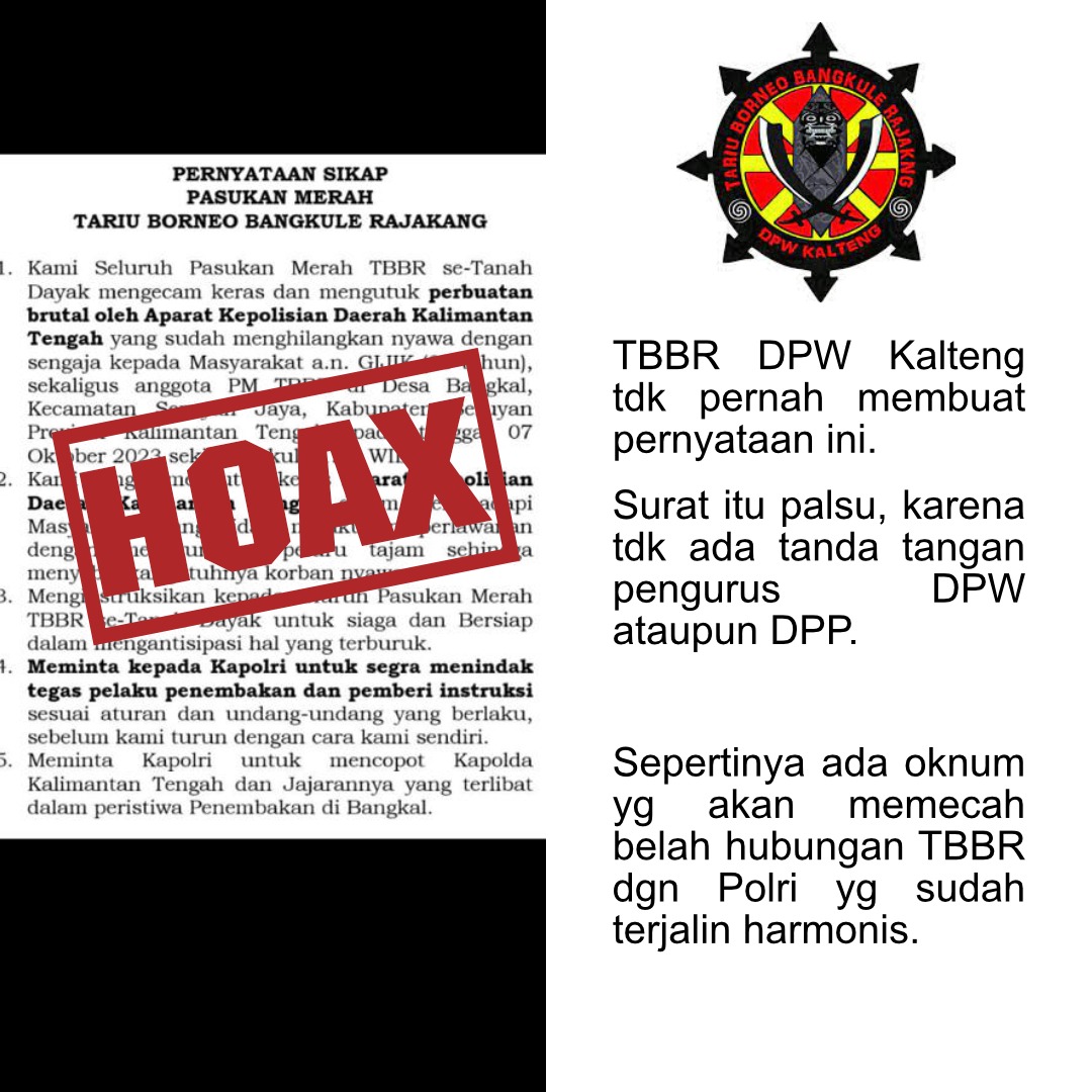 Waspada Bertebaran Imbauan Hoax Catut Ormas Dayak Dibenturkan Dengan Polri