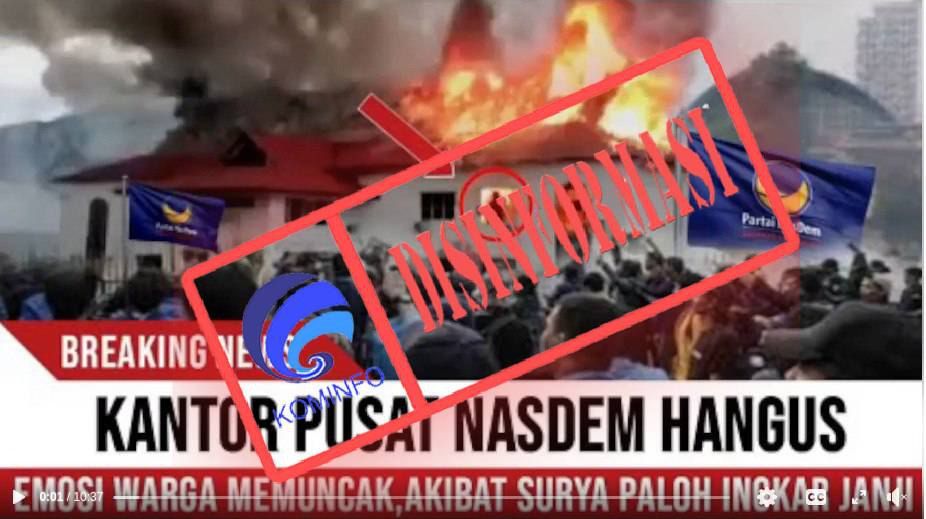 Hoaks Kantor DPP Nasdem Dibakar Warga