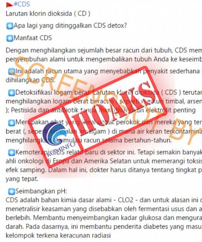 Heboh Larutan Klorin Dioksida Sembuhkan Berbagai Penyakit, Cek Faktanya