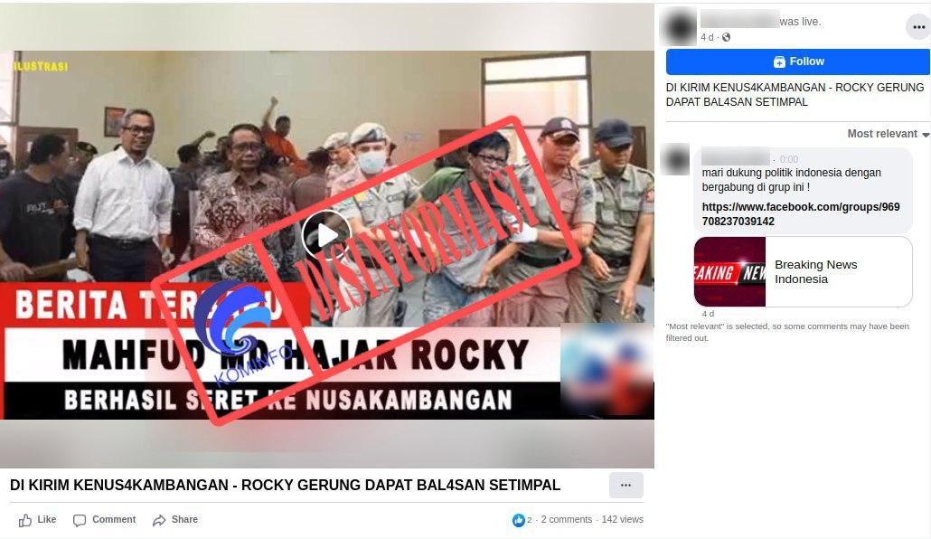 Rocky Gerung Ditahan di Nusakambangan atas Perintah Mahfud MD?