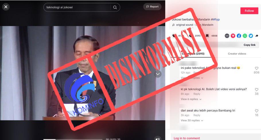 Hoaks Jokowi Pidato Berbahasa Mandarin, Ternyata Editan AI ‘DeepFake’