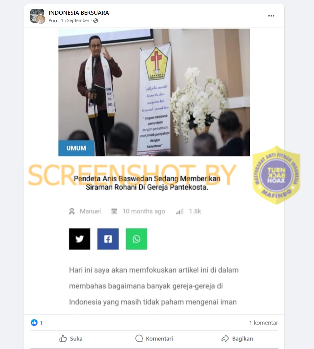 Viral Gambar Anies Jadi Pendeta Beri Siraman Rohani, Ini Faktanya