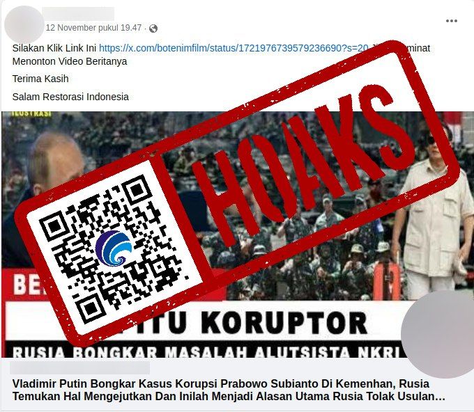 Putin Bongkar Korupsi Prabowo? Faktanya..
