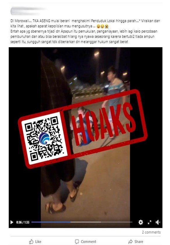 Hoaks TKA Cina Aniaya Warga di Morowali