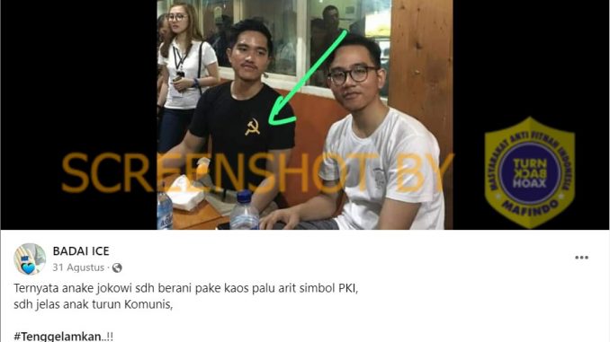 Heboh Kaesang Pakai Kaos Berlogo Palu Arit, Faktanya Hoaks Lama Didaur Ulang