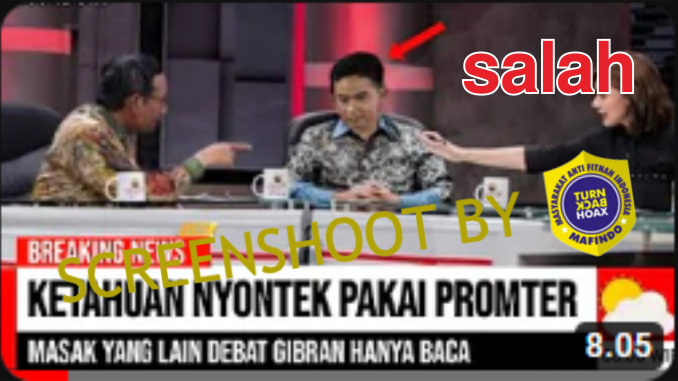 Hoaks Gibran Contek Prompter saat Debat Cawapres