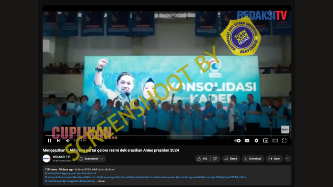 Hoaks Partai Gelora Deklarasikan Dukung Anies Baswedan