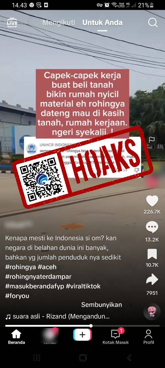 Viral Akun UNHCR Minta Pengungsi Rohingnya Dibuatkan Rumah Hingga KTP Indonesia, Ini Faktanya