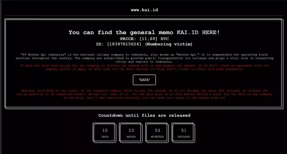 Sistem PT KAI Kena Ransomware, Ada Kebocoran Data!