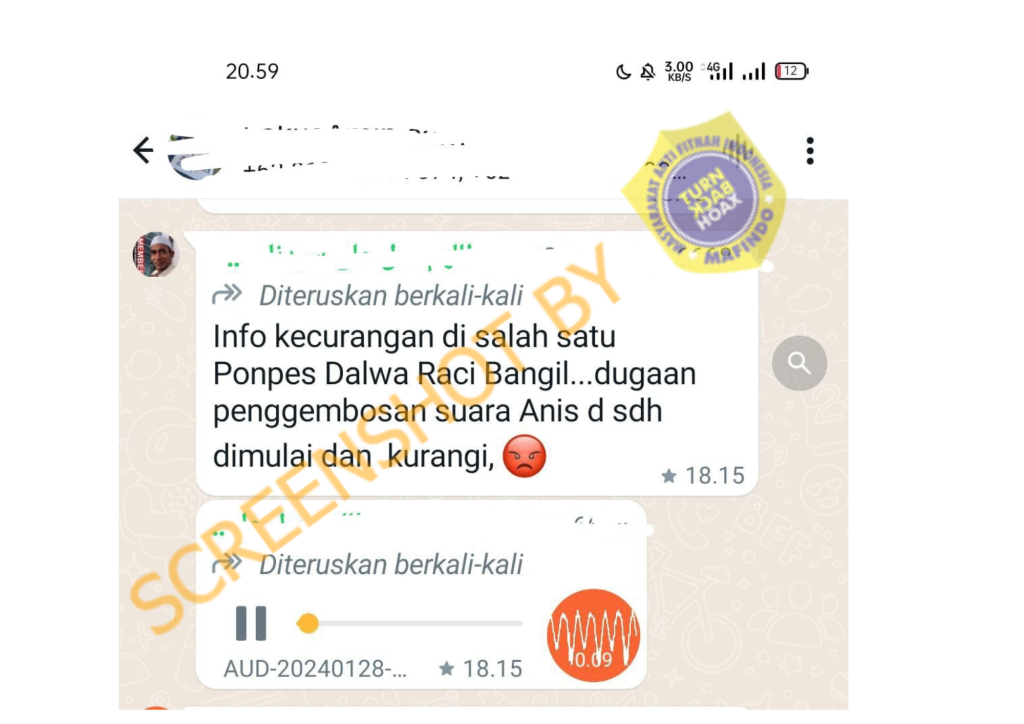 Hoaks Upaya Penggembosan Suara 01 di Ponpes Dalwa Ruci Bangil Pasuruan