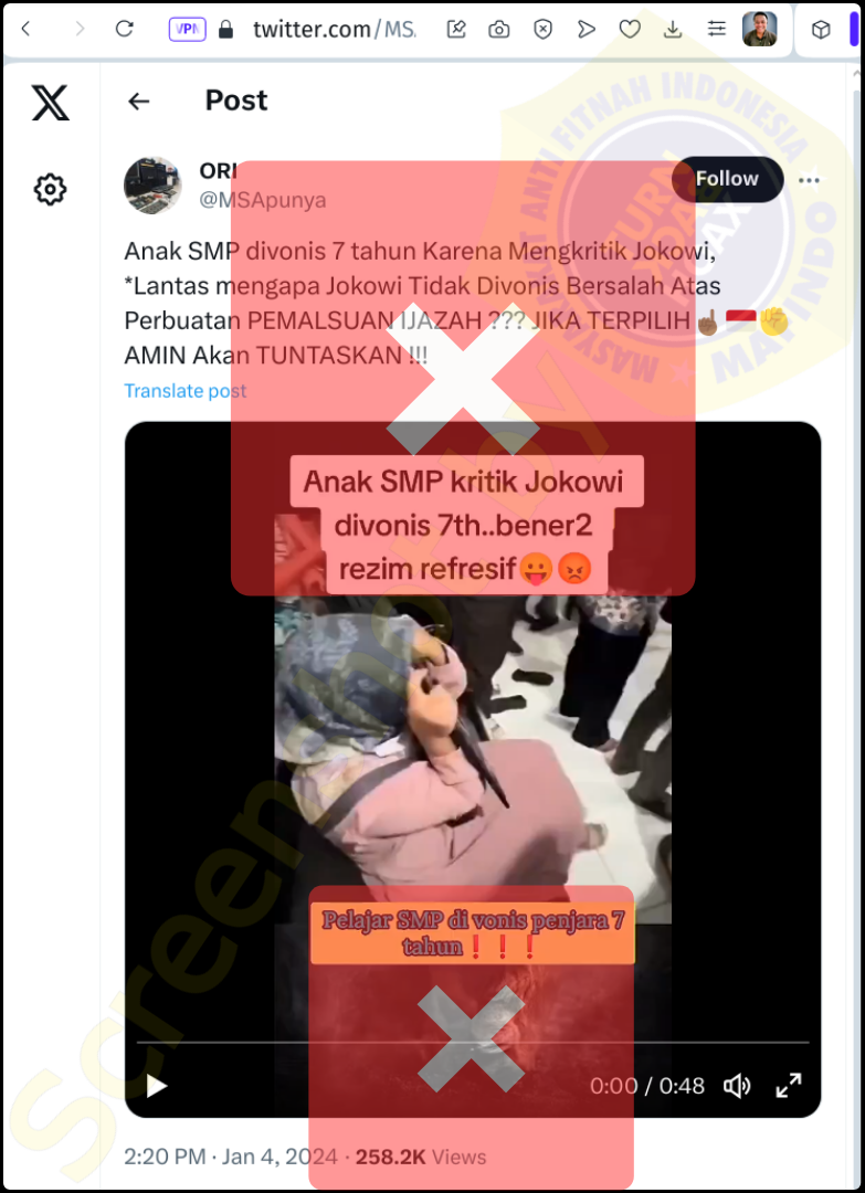 Siswi SMP Kritik Jokowi, Divonis 7 Tahun Penjara? Ternyata Faktanya Begini