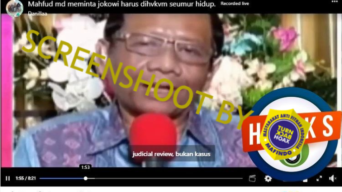 Hoaks Mahfud MD Minta Jokowi Dihukum Seumur Hidup