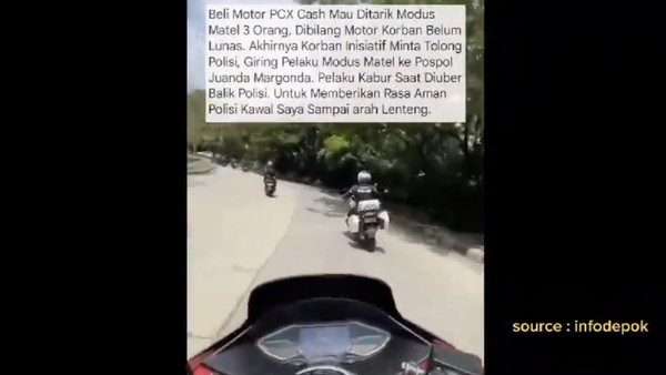 Viral Polisi Depok Kawal Warga Beli Motor Cash yang Hendak Jadi Korban Modus Mata Elang