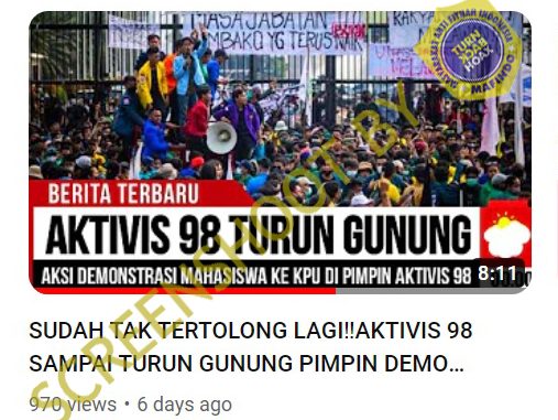 Hoaks Aktivis 98 Turun Gunung Pimpin Demo Mahasiswa ke KPU