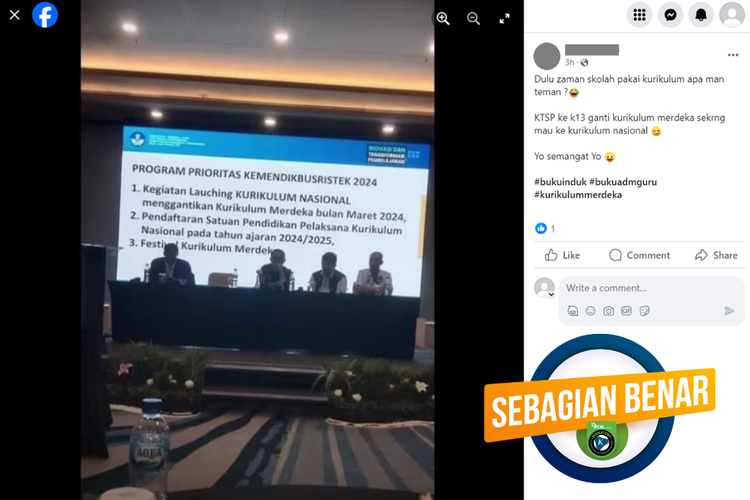 Tidak Benar Pemerintah akan Gantikan Kurikulum Merdeka menjadi Kurikulum Nasional pada Maret 2024