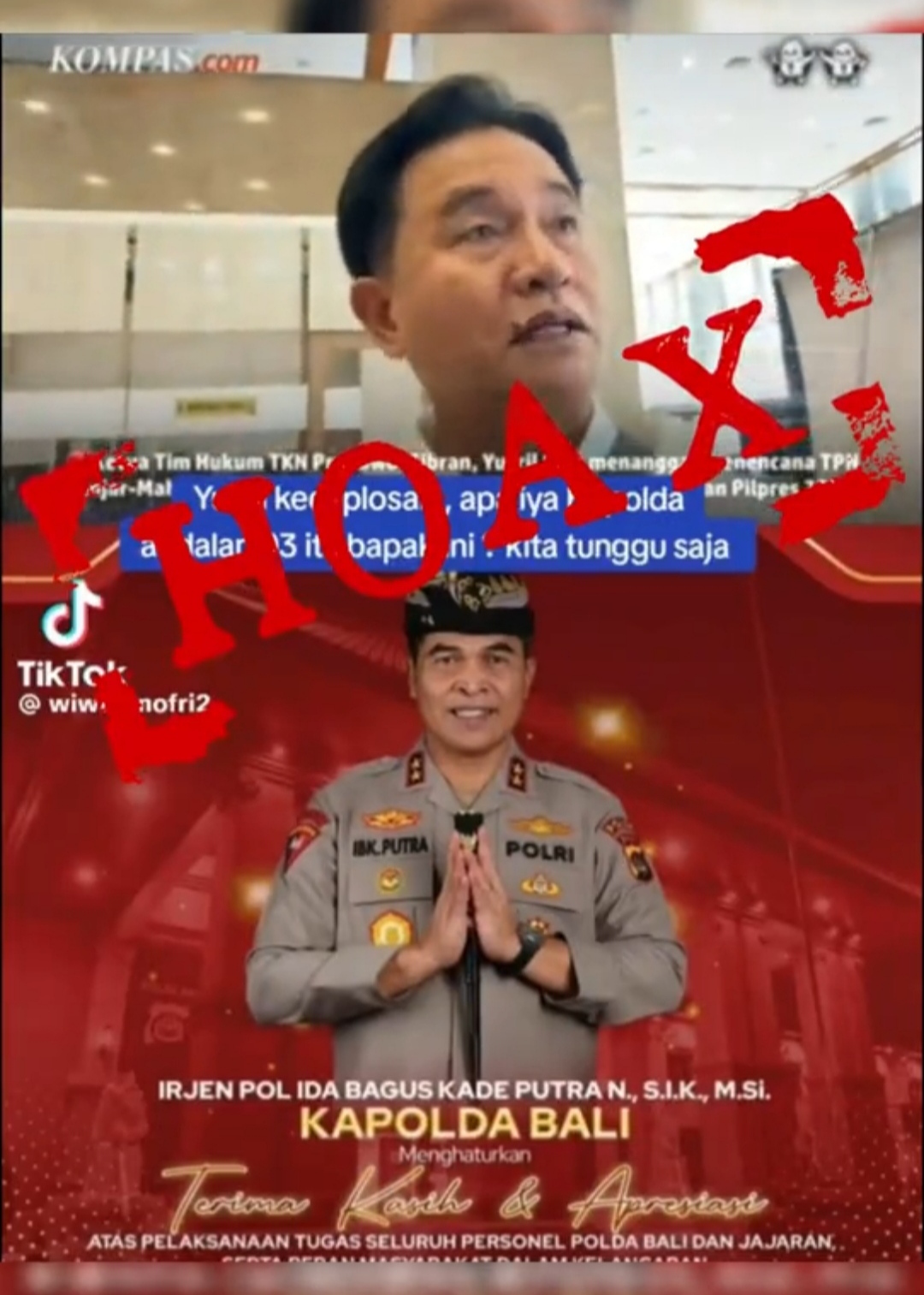 Kapolda Bali Jadi Saksi MK adalah Hoax, Pemilik Akun Tiktok Minta Maaf !