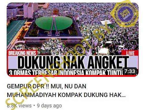 Hoaks MUI, Muhammadiyah & NU Dukung Hak Angket