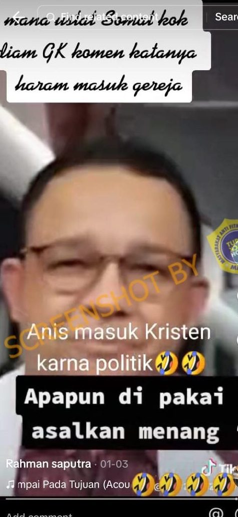 Hoaks Anies Baswedan Masuk Kristen Demi Politik