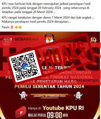 Hoaks Penetapan Hasil Pemilu 2024 Dimajukan di 28 Februari