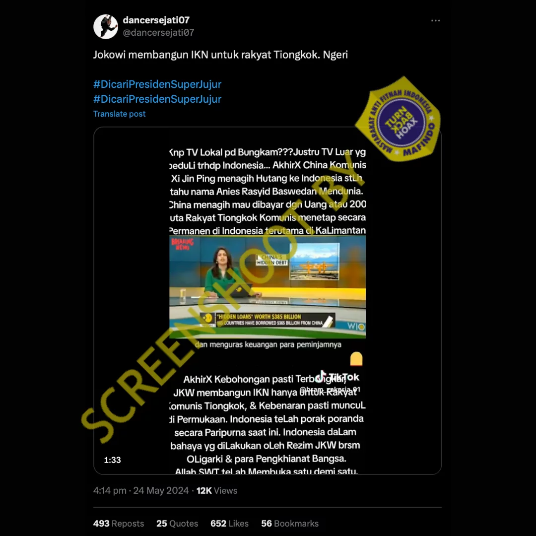 Hoaks Jokowi Bangun IKN untuk Rakyat Tiongkok