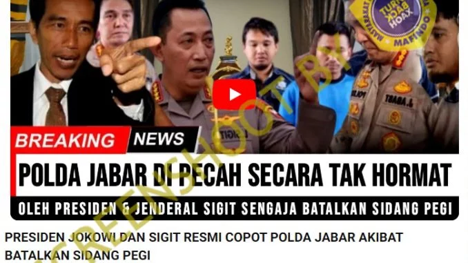 Hoaks Jokowi & Kapolri Copot Kapolda Jabar Gegara Batalkan Sidang Pegi