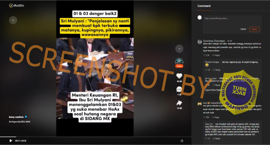 Sri Mulyani Jelaskan Soal Utang Negara di Sidang MK? Cek Faktanya