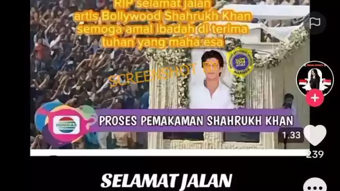 Artis India Shahrukh Khan Dikabarkan Meninggal Dunia, Faktanya Begini