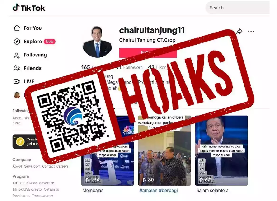 Beredar Akun TikTok Palsu Chairul Tanjung, Waspada Penipuan